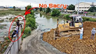 New Update Part2 Land !! Big Project Dump Trucks 25t & D60P dozer Pushing Stone Building New Road