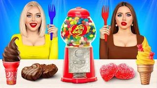 Rainbow Jelly VS Chocolate Food Challenge | Cooking Swets War 24 HRS & Mukbang by RATATA POWER