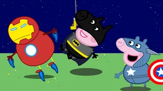 BATMAN GEORGE PIG, PEPPA PIG CAPTAIN AMERICA AND IRON DADDY PIG RESCUES PJ MASKS OF THE PEPPA EVIL