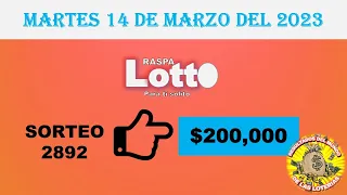 RESULTADO LOTTO SORTEO #2892 DEL MARTES 14 DE MARZO DEL 2023 /LOTERÍA DE ECUADOR/