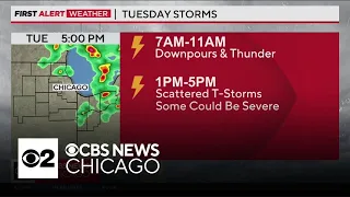 2 rounds of storms coming to Chicago area Tuesday