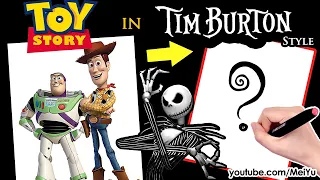 Draw Toy Story in Tim Burton Style | Style Swap Art Challenge | Mei Yu Fun Friday