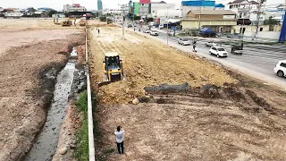 Step-6 Good Job Work Done 100% Complete Side Road Backfill By Skils Operator Bulldozer Pushing Dirt