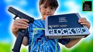 7 year old gets his Dream Pistol! **Glock 18C Airsoft**