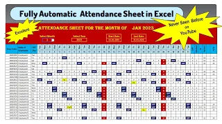 Fully Automatic Attendance Sheet In Excel || For Different Weekly OffDays