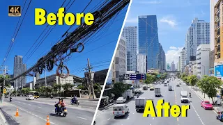 Bangkok Putting Electric cables under ground - Before and After Petchaburi 🇹🇭 Thailand