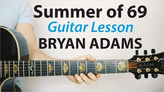 Summer Of 69 - Bryan Adams: Acoustic guitar Lesson EASY (Play-Along, Chords, TAB)