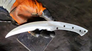 Knife Making - Making Knife Out of Rusted Spring Steel