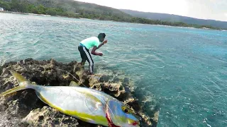 fishing on the rocks in Jamaica eating what we caught | catch N cook