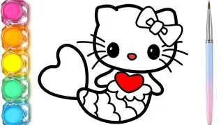 Mermaid Hello Kitty - Menggambar Dan Mewarnai Untuk Anak | Hello Kitty Coloring Page