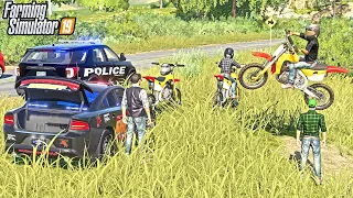 DIRT BIKE JUMP! (OVER COP CAR) | MX BIKES ON STREET | FARMING SIMULATOR 2019