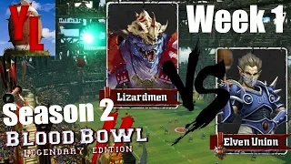 Lizardmen VS Norse (A.I) | YouTuber League Week 1 | Blood Bowl 2