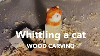 How to whittle a cat - Wood carving - Relaxing