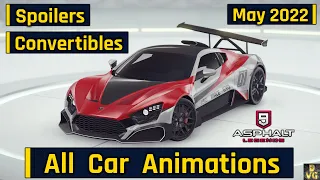 Asphalt 9 | UPDATED Car Animations - Spoilers / Convertibles | May 2022