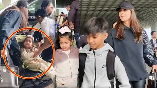 Shilpa Shetty BLUSHES On Daughter Samisha Shetty Tantrums at Airport