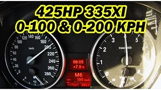 425HP BMW 335xi 0-100 km/h in 4.2 sec. and 0-200 km/h in 13.5 sec.