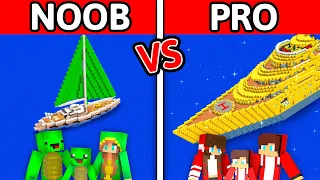 Mikey Family & JJ Family: Noob vs Pro - MODERN YACHT BUILD CHALLENGE in Minecraft!