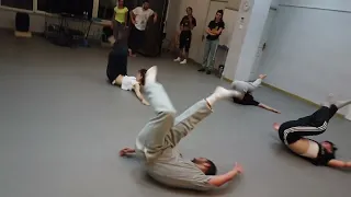 Contemporary dance class floorwork