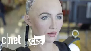 Watch Sophia the robot walk for the first time