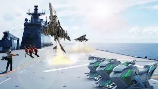 Scary !! AV-8B Harrier II Pilots Showing the Insane Jump on Aircraft Carrier