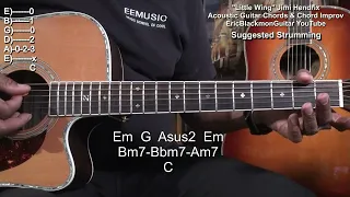 How To Play LITTLE WING Jimi Hendrix Acoustic Chords & Chord Improv GUITAR LESSON@EricBlackmonGuitar