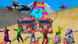 Spider-Man and SuperHeroes Cars Challenge - Pinball Ramp GTA V and Music NCS