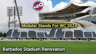 Barbados Cricket Stadium Modular Stands, LED Poles | Kensington Oval Barbados Renovation T20 WC 2024