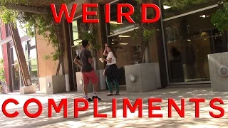 GIVING PEOPLE WEIRD COMPLIMENTS PRANK!!! (OUR 1ST PRANK)
