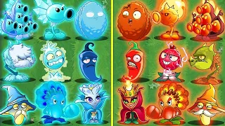 Pvz 2 Discovery - Every Plants Same Shape BLUE - RED in Game