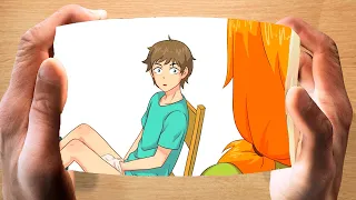 Alex and Steve Moment | Minecraft | Anime Flipbook #21 | Steve, I'm stuck | MOMX Art