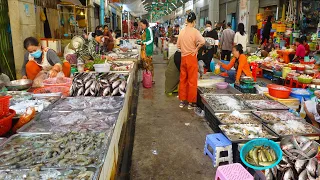 Daily Fresh Food & Lifestyle @ Cambodian Market - Shrimp, Fishes, Seafood, & More
