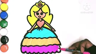 How to draw easy Princess in a beautiful Dress l Easy drawing and Coloring For Kids and Toddlers