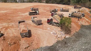 Ep11  Huge Construction Dozer And Dumper  Shipping and Pushing Big Stone mixed Soil.