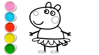 Drawing and Colouring Peppa Pig  For Kids and Toddlers, Peppa pig drawing easy , Easy Drawing