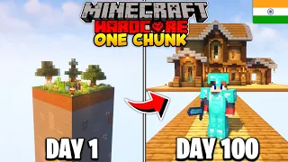 I Survived 100 Days on ONE CHUNK in Minecraft Hardcore (HINDI)
