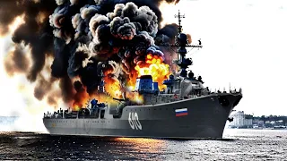 13 Minutes Ago!  Ukrainian ATACSM missile attack Russian warship destroyed to pieces as a result