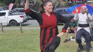 al-Zaytoon dabke dancers at the Big ride for Palestine 🇵🇸