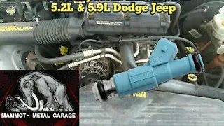 Installing fuel injectors Dodge 5.2L 5.9L motor. injectors(linked below) get more MPG!