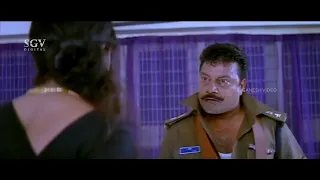 Saikumar Khadak Warning to Lady in Police Station | Police Story 2 Kannada Movie Super Scene