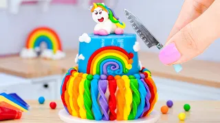 Satisfying Miniature Rainbow Unicorn Cake Decorating 🦄 Awesome Colorful Birthday Cake By Mini Tasty