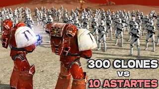 Can 300 Clone Troopers kill 10 Space Marines?