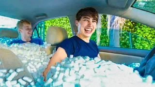DRIVING CAR FULL OF PACKING PEANUTS! (Cops See Us!)