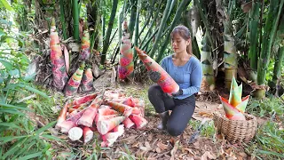 Harvest Bamboo Shoot Goes To The Market Sell & Processing chili soaked bamboo | Nhất - My Bushcraft