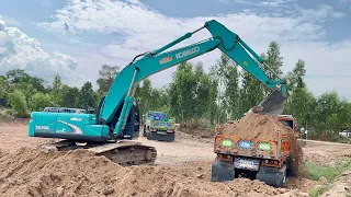 KOBELCO SK200xm-8 Loading to Mini Dump Truck in Panompri