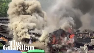Massive fire tears through buildings in China's Guizhou province
