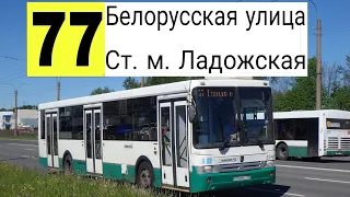 77 АВТОБУС. БЕЛОРУССКАЯ УЛ. - СТ. М. ЛАДОЖСКАЯ. (ЛАДОЖСКИЙ ВОКЗАЛ).