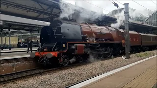 Trains at Newcastle Central Station on Saturday 18th June 2022 featuring 6233 Duchess of Sutherland