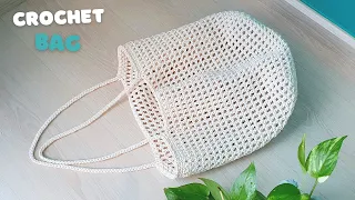 🧶Super Easy and Minimal Crochet Bag | Crochet Net Bag with Granny Square Bottom | ViVi Berry Crochet