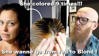 SHE COLORED HER HAIR 9 TIMES!!!  Hairdresser reacts to Hair Fail #hair #beauty #hair #beauty