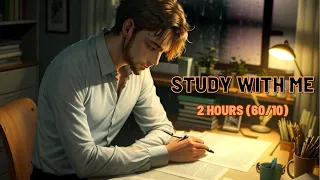 A cozy late-night study with me 🌃 rain sounds - “Studying can be tough, but you're stronger” 💪